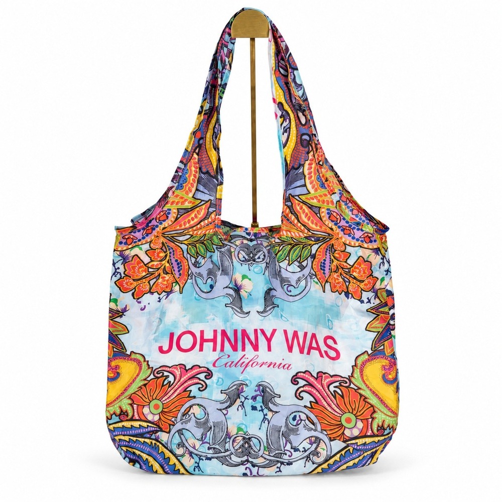 Johnny Was Tote Bag Multicolor Reusable Paisley Floral Elephant Foldable Boho
